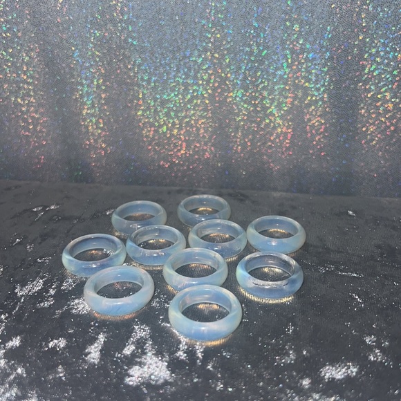 Opal ring bands opalite clear shiny milky healing crystal rock opalite ring band - Picture 6 of 17